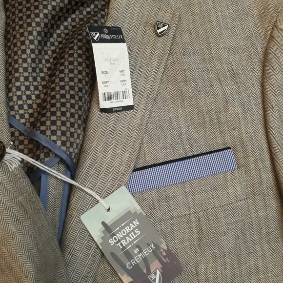 Cremiux LINEN Jacket Pocket Square Mens Sport Coat